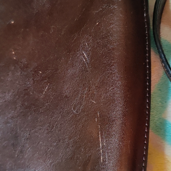 ✔️Monsac Purse Dark Brown Patent Shiny leather shoulder bag small - Picture 2 of 6